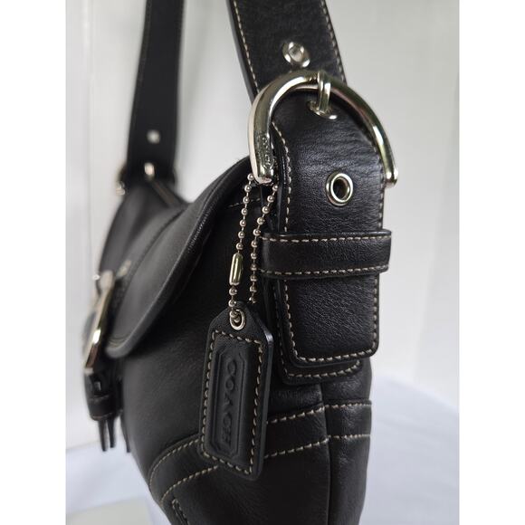 Vintage Coach(9247) Black Leather Soho Magnetic Buckle Flap Purse/Bag - Picture 5 of 14